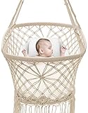 Sorbus Baby Crib Cradle, Hanging Bassinet and Portable Swing for Baby Nursery, Macramé Rope Fringe Measures 35