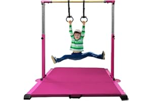 JC-ATHLETICS Gymnastic Kip Bar,Kids Girls Junior Ages 3-15,3' to 5' Adjustable Height,Home Gym Equipment,Home Training,1-4 Levels,260lbs Weight Capacity