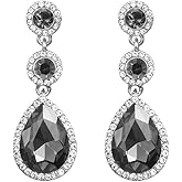 YINLI Elegant Wedding Bridal Crystal Tear Drop Dangle Earrings for Women