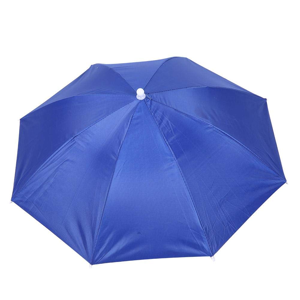 65cm Headwear Umbrella Head Hats Sunscreen Windproof Head Mounted Umbrella Top Folding Hat Umbrella for Outdoor Fishing Farming Gardening(Royal Blue)