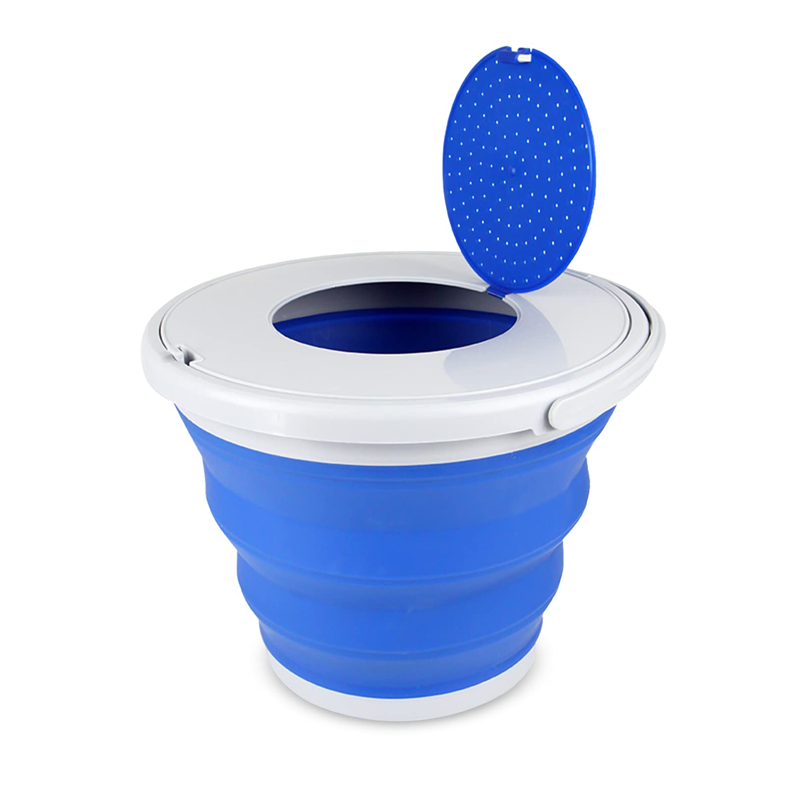 Foldable Bucket Portable, Blue Collapsible Bucket Camping, with Cover, Foldable Design, Sturdy and Durable, Easy to Carry and Store, Suitable for Bathroom, Outdoor Camping, Fishing (10L, Blue)