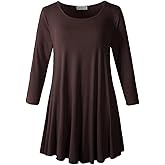 LARACE 3/4 Sleeve Shirts for Women Plus Size Tunic Dressy Top Loose Fit Flare T-Shirt