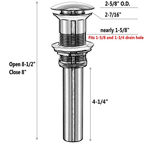Push button drain stopper anti-clogging,pop up drin with overflow ORB/oil rubbed bronze - Thumbnail 6