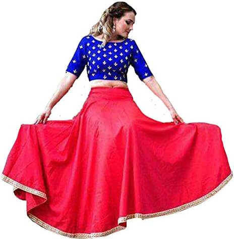 Shreebalaji Enterprise Women's Georgette Blue And Pink Color Lehenga Choli (ShreeBalaji Blue And Pink Leh_01 Blue And Pink Coloured_Free Size)