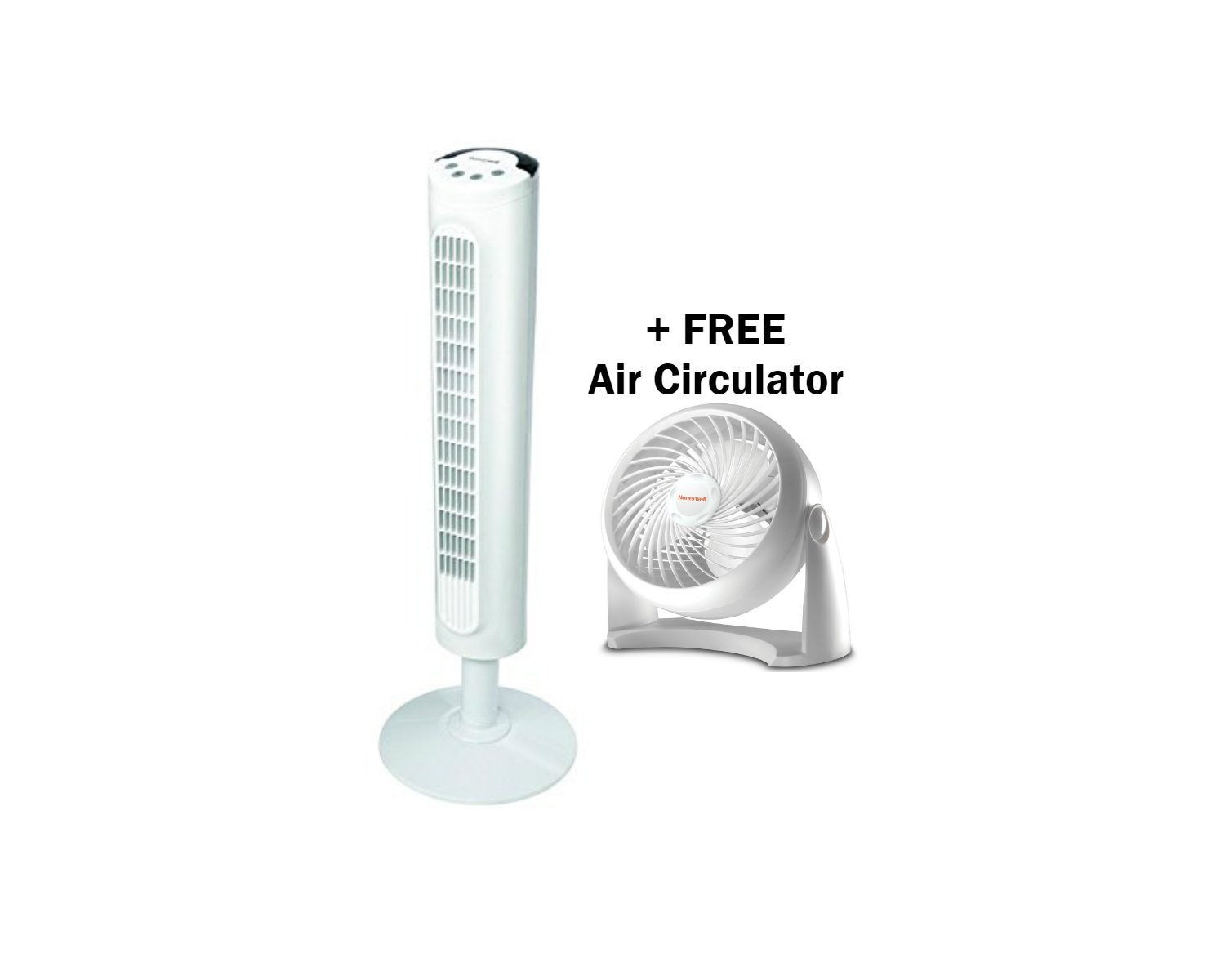 Honeywell Tower Fan 3 Speed Quietset Oscillating Machine with Remote in Slim 33 Inch White Free Tabletop Air Circulator Fan