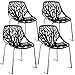 Giantex Set of 4 Modern Dining Chairs w/Plastic Feet Pads Stackable Chair Geometric Style Furniture Dining Side Chairs (4 Packs, Black)