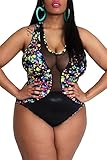 BiuBiuBiul Fashion Women's Plus Size Art Print One-piece Swimsuit Multicoloured X-Large Size Multicoloured 1X-Large (US 12-14)