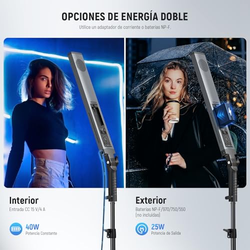 Neewer Kit de luz LED de Mano de 2.4 G, Mejorado 40 W Regulable 3200K-5600 K CRI97 con Soportes/filtros/Bolsa de Transporte para fotografía de Juegos, Youtube TikTok, grabación de Video BH20B Ultra