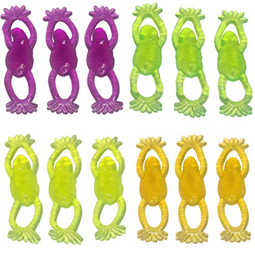 ZJT Stretchy Flying Frogs, Stress-Relieving Toy Slingshot Flying Frog Funny Rubber Toy Sticky Prank Toy(Pack of 12).