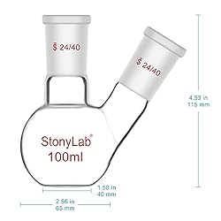 stonylab Flat Bottom Flask FBF, Heavy Wall 2-Neck