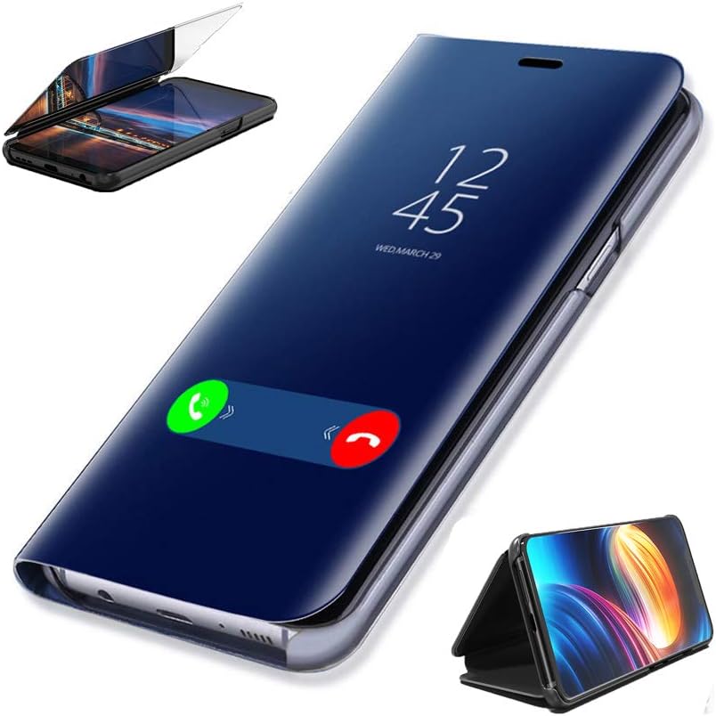 Vanqiang Smart Mirror Flip Case for Huawei Honor 9 10 Lite Mate 9 10 20 Pro P9 P10 P20 Lite Y6 2018 P Smart Nova 3i 3e 3 Protective Cover - Sky Blue - Huawei Mate 10 Pro