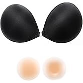 Adhesive Sticky Bra with No Straps Reusable Silicone Backless Dress Bra Invisible Strapless Bra for Women with Nipple Cover
