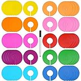 Blulu 50 Pieces Colored Blank Closet Size Dividers Round Clothing Rack Dividers with Marker Pen