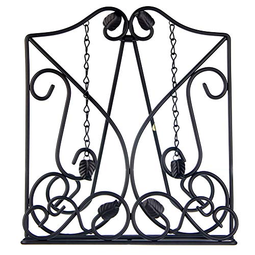 Kitchen Cookbook Holder Reading Rest Cookbook Stand Holder Foldable Tablet Cook Book Stand Bookrest with Adjustable Backing & Elegant Pattern (FBA-SPJ03-Black)