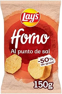 Horno, Patatas al horno al punto de sal con menos grasa, Producto de Aperitivo, bolsa individual, 150gr