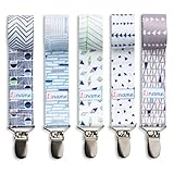 Liname Pacifier Clip for Boys - 5 PACK - Premium Quality & Modern 2-Sided Design - Pacifier Clips Fit all Pacifiers & Soothers - Perfect Baby Shower Gift