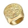 BOBIJOO Jewelry – Bague Chevalière Homme Ordre des Templier Brut Croix Malte Acier Plaqué Doré Or