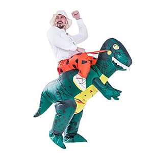 Spooktacular Creations Inflatable Dinosaur Riding a T-REX Deluxe Costume Adult Size