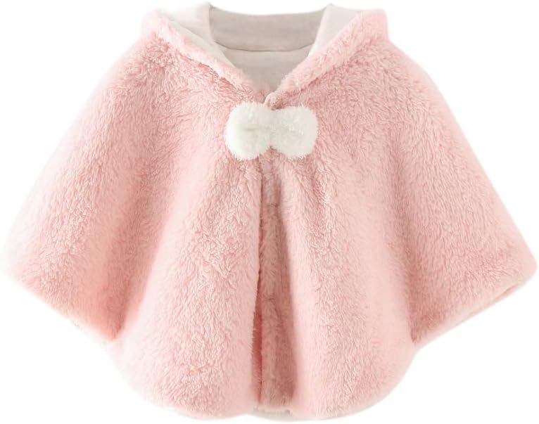 Hotiary Infant Baby Girls Autumn Warm Cartoon Hoodie Coat Cloak Double Layers Jacket Cute Kids Outerwear, for 0-2Years Girl