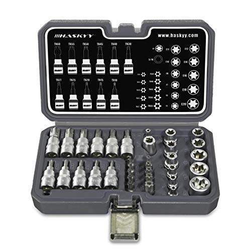 35tlg. Torx Steckschlüssel Satz I E4-E20 Nüsse Set Nusssatz I T10-T70 Torxset Torxsatz I Stecknüsse Biteinsätze Tx10-Tx55 Steckschlüsseleinsätze