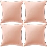 Fancy Homi 4 Packs Peach Decorative Throw Pillow Covers 18x18 inch, Super Soft Faux Suede Square Pillow Covers, Solid Cushion Cover for Couch Living Room Sofa Bedroom 45x45 cm