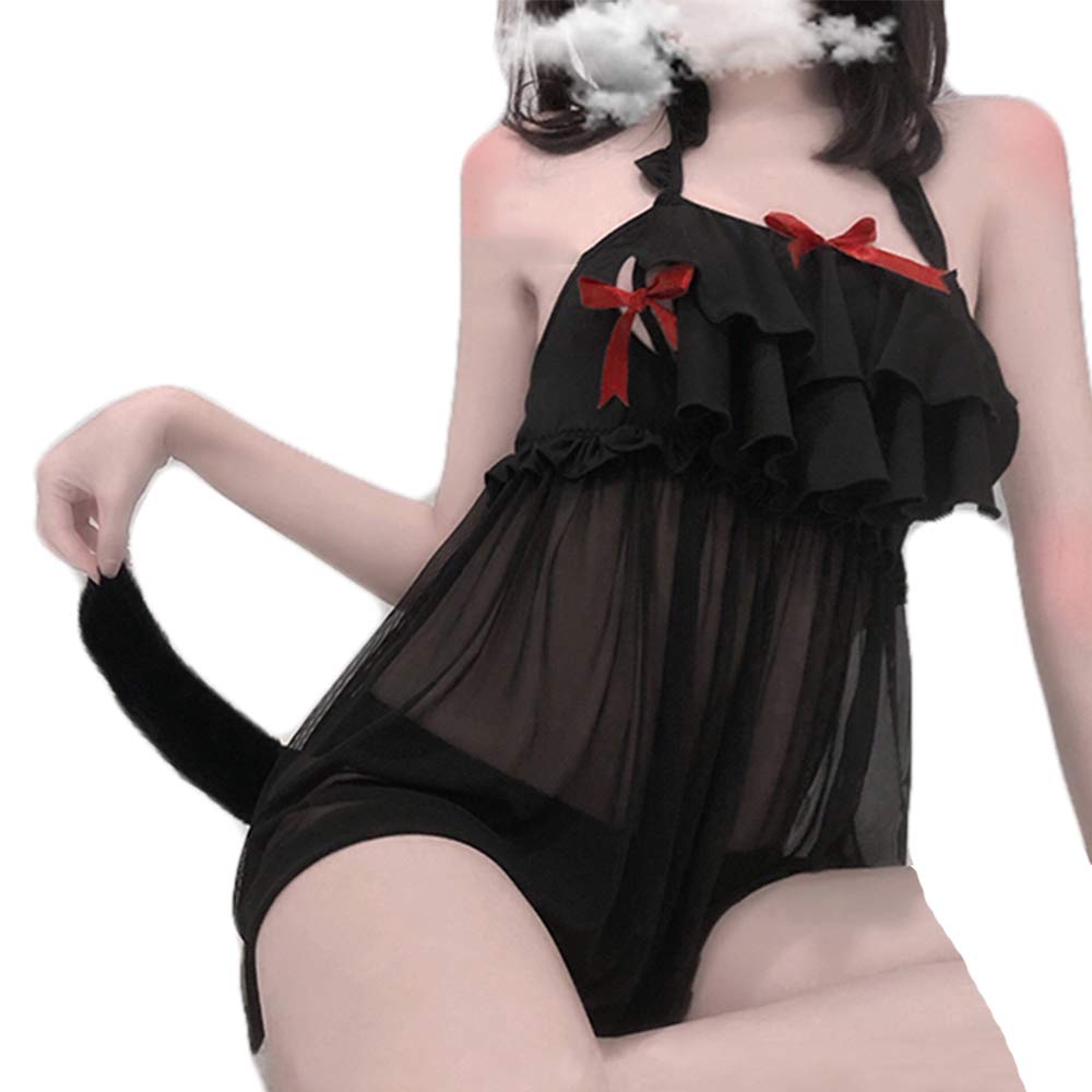 JasmyGirls Sexy Cat Cosplay Lingerie Set Kawaii Kitten Roleplay Costume Anime Micro Bikini Cute Bra and Panty Lolita Underwear