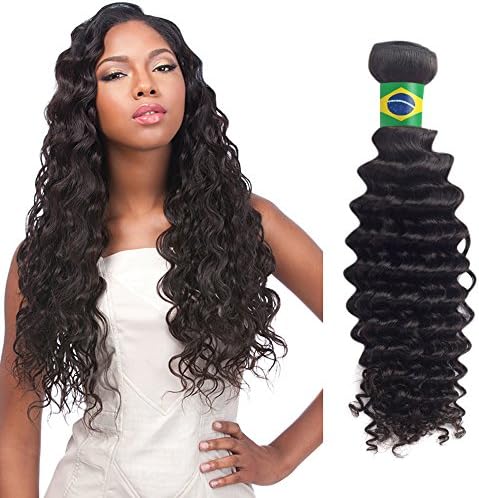 Brazilian Human Hair Wefts 100% Unprocessed Deep Curly Virgin Extension Natural Black 1 Bundle 14 Inch