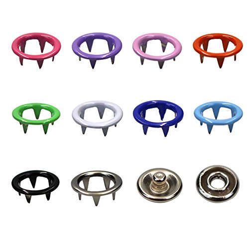 100PCS 9.5mm Prong Press Studs Open Ring No Sew Snaps Buttons Fasteners + Pliers