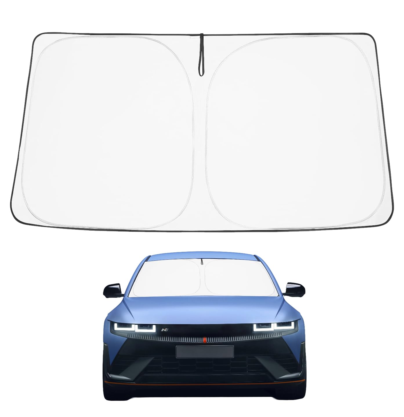 Photo 1 of Proadsy 2025 Upgrade Windshield Sun Shade Custom Fit Hyundai Ioniq 5 2022-2024 2025 4-Layer Foldable Front Sunshade Protector Sun Visor Blocks UV Rays Keep Car Cooler Accessories