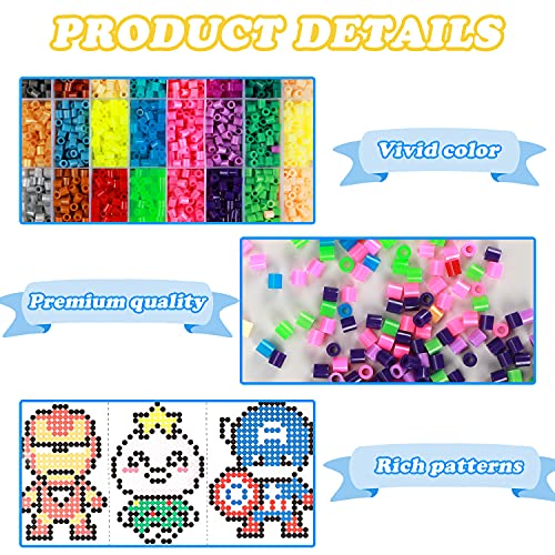 LEIOSAGN Perler Bead Kit/ Fuse Beads, 5MM 14000pcs 48 Colors, 100