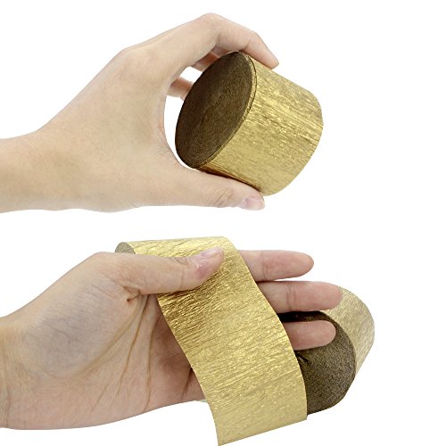 Coceca 82ft Gold Streamers Rolls Gold Crepe Paper Streamers, 6 Rolls, for Various Birthday Party Wedding Festival Party Decorations - Thumbnail 4