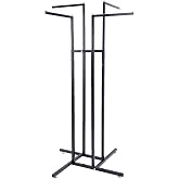 SSWBasics 4 Way Clothing Display Rack with Straight Arms (Black) | Show a different style on each arm; push button height adjusts from 48 to 72 inches in 3-inch increments.
