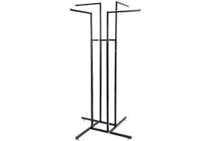 SSWBasics 4 Way Clothing Display Rack with Straight Arms (Black)
