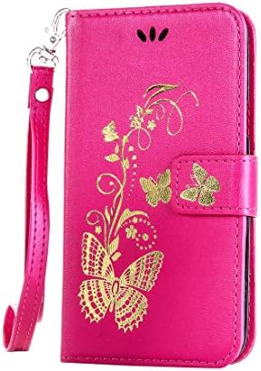 Xperia Z2 Case, Sony Xperia Z2 Case, Love Sound [Bronzing Butterfly/Rose] [Wrist Strap] [Photo Frame] [Stand Function] PU Leather Wallet Case Flip Cover Built-in Card Slots for Sony Xperia Z2