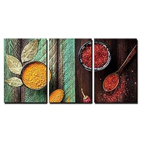 Spices with Bay Leaves Wall Decor x3 Panels