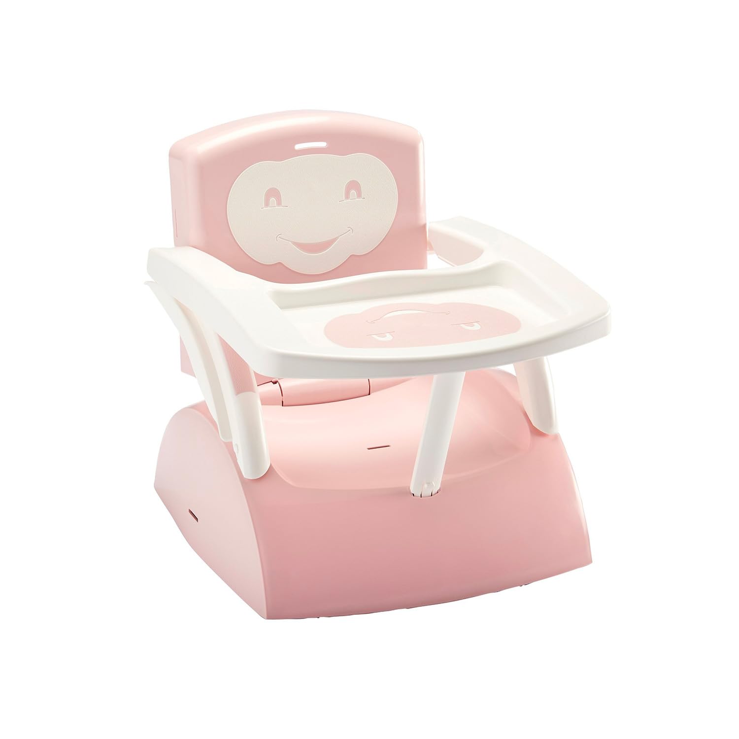 THERMOBABY - 2 in 1 Chair Booster Seat – Expandable in Child's Chair – Removable Shelf – Clever Folding – 3 Point Harness – from 6 Months – Up to 15 kg – Made in France – Powder Pink