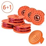 X Home Weed Eater Replacement Spools Compatible with Worx WA0007 WG116 WG119 String Trimmer, Edger Spool Line Refills Parts 2 x 16ft 0.065 inches, 50019417 Spool Cap Covers (6 Spool, 1 Cap)