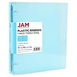 JAM PAPER Plastic 1 inch Binder - Light Blue 3 Ring