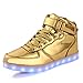 ANLUKE Kids High Top Light Up LED Shoes 11 Colors Sneakers as Gift for Boys Girls Men Women Gold 37