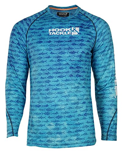 Hook & Tackle Men's Gamefish Camo Long Sleeve Sun Protection Fishing Shirt Aqua Green XLarge