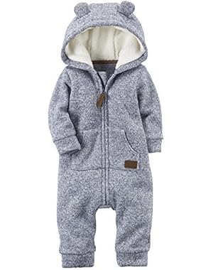 Baby Boy Zip-Up Hooded Sherpa Jumpsuit