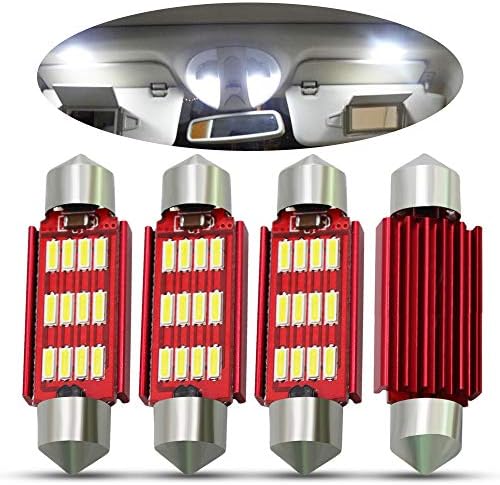 BOODLED4pcs C5w 41mm(1.72") LED Bulb Super Bright 600Lumes 4014 10-SMD Chipsets Festoon Interior Dome Map Trunk Cargo LED Bulbs 569, 578, 579, 211-2, 212-2, 214-2 Lights,6000K~6500K.Xenon White.