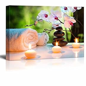 Romantic Candles and Blooming Cherry Blossoms in a Spa Setting