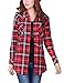 Match Womens Button Down Flannel Plaid Shirts roll up Long Sleeve Shackets Business Blouse Top