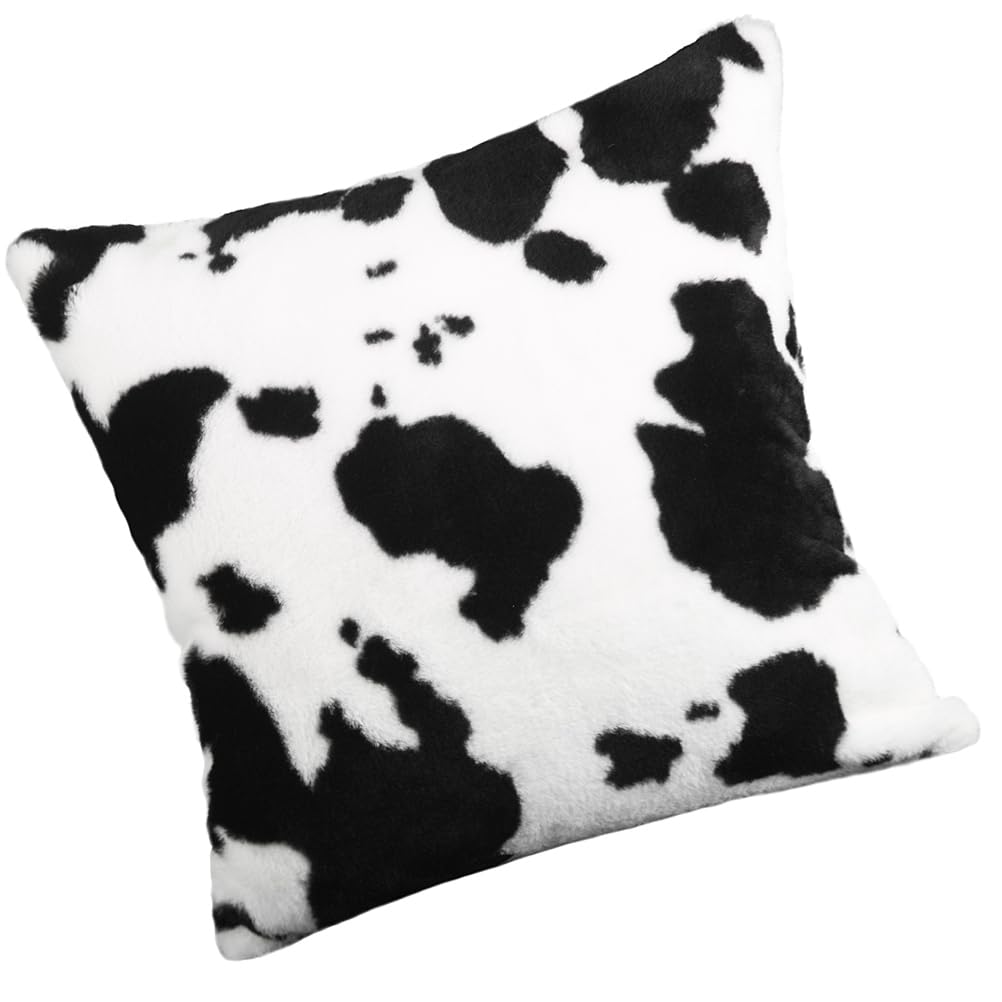 BESPORTBLE Cow Pillowcase Plush Cow Pillowcase Print Pattern Soft Fluffy Back Cushion Office Chair Cushion Car Seat Pillow Plush