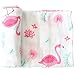LifeTree Muslin Swaddle Blankets, Flamingo Print Swaddling for Baby Boys and Girls, 70% Bamboo & 30% Cotton Breathable Soft Muslin Blanket, Warp, Nursing Cover