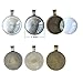 Bundle 12 Pcs Round Pendant Trays & 12 Pcs Flower Circle Pendant Trays in Silver, Antiqued Silver & Bronze with 24 Pcs Glass Cabochon Dome Tiles for Crafting DIY Jewelry Making, 48 Pcs (Style 1)