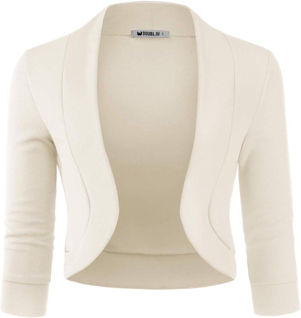 Womens 3/4 Sleeve Bolero Open Front Cardigan with Plus Size