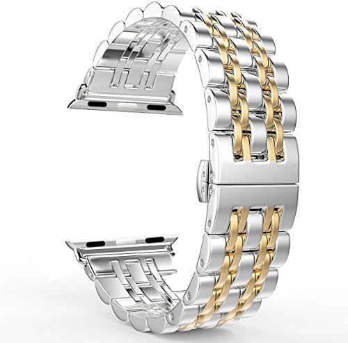 Valuebuybuy Stainless Steel Metal Clasp Buckle Wrist Strap Apple Watch - Silver&Gold/38mm/B