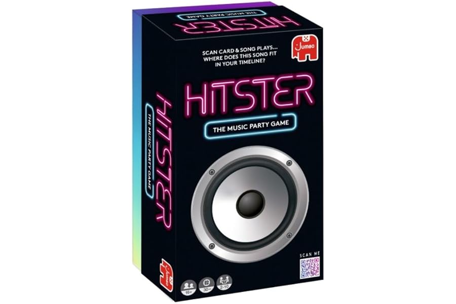 Jumbo Hitster - The Music Fun Party Quiz Card Game, 2-10 Players - 300 Plus Iconic Music Hits - Great for Adult and Family Game Night